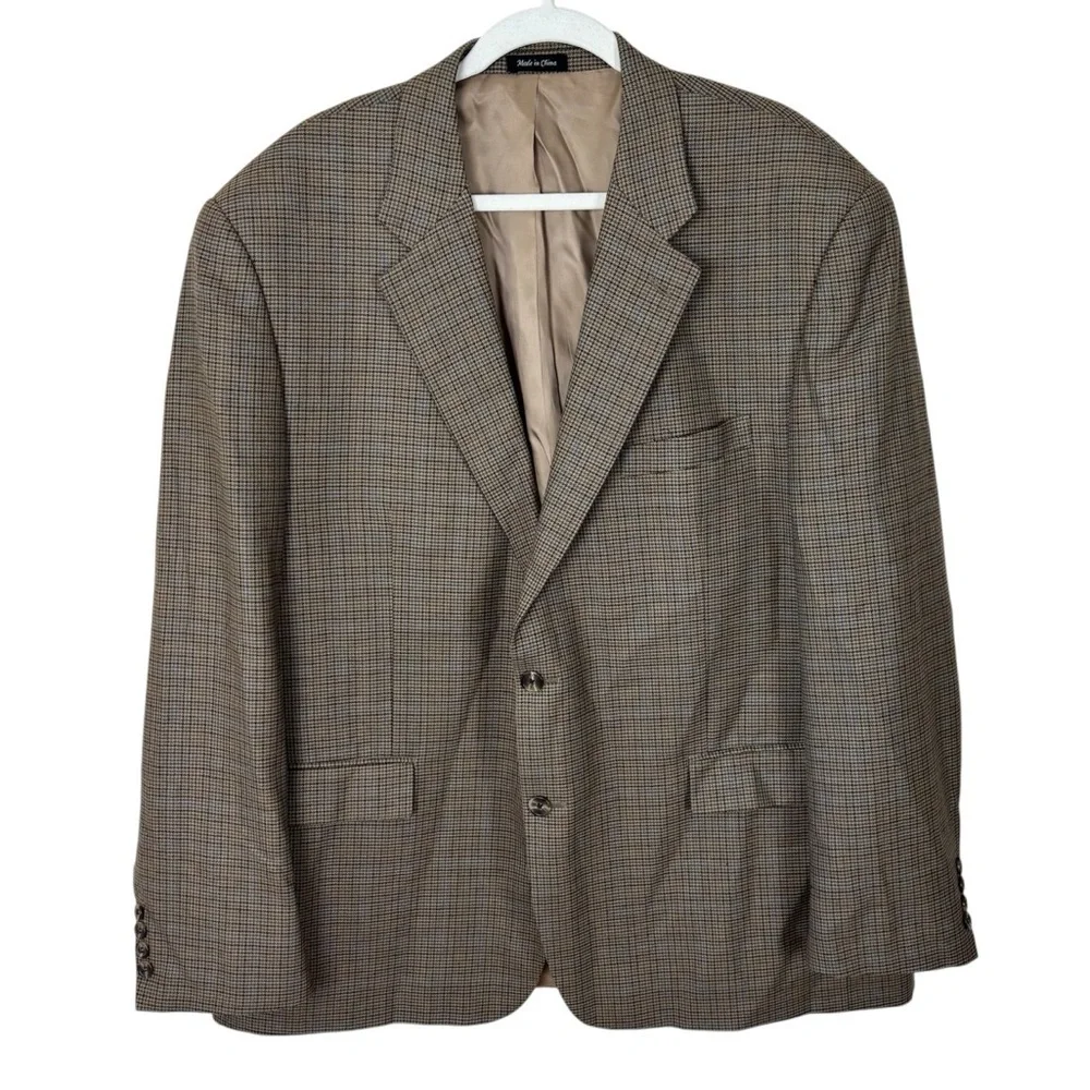 Ralph Lauren LRL Sport Coat Men’s Sz 50R Houndstooth Print Two Button Silk Wool
